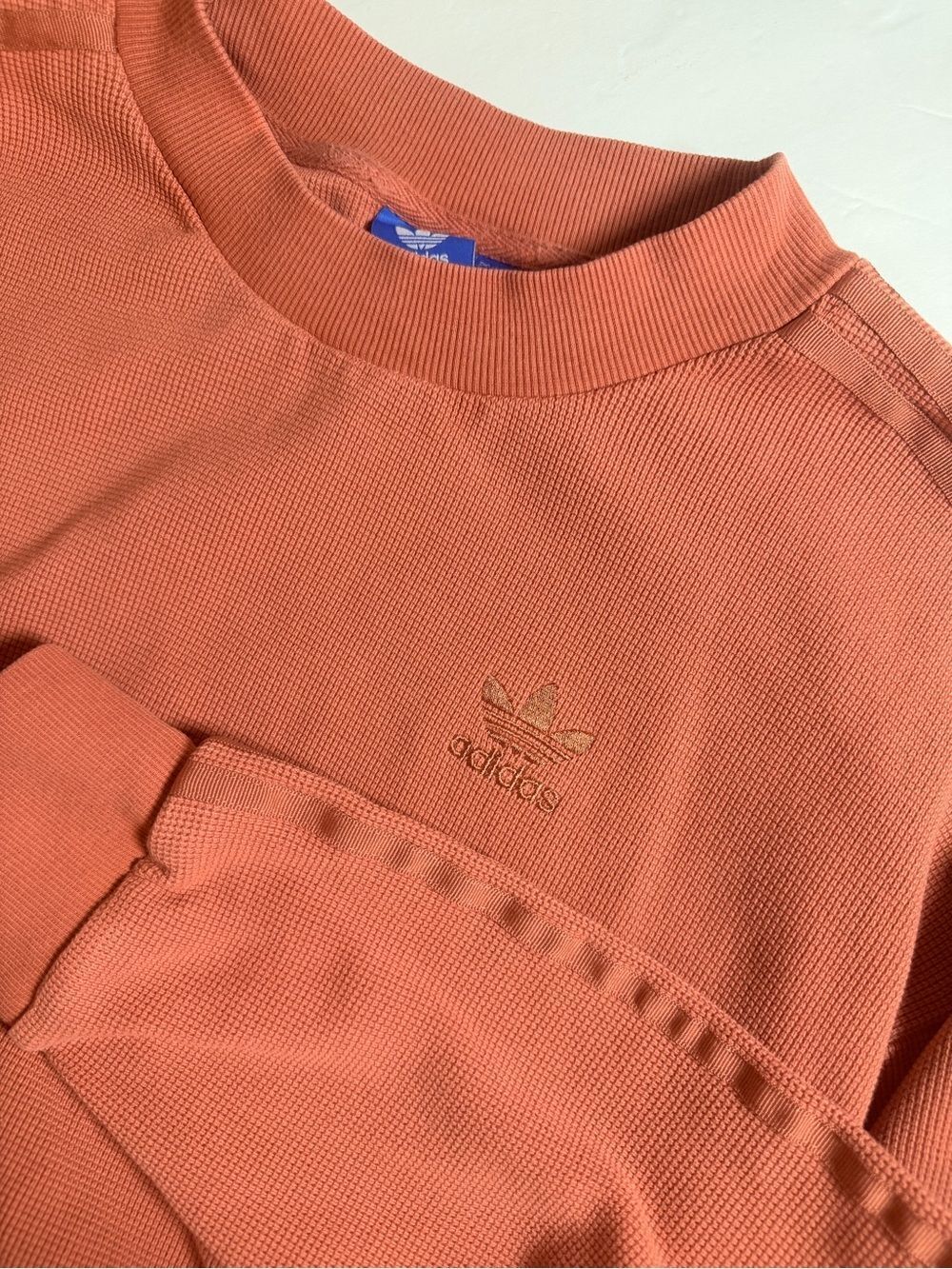 Adidas Textured Thick Sweatshirt Medium Pink  Salmon Mens Womens Unisex